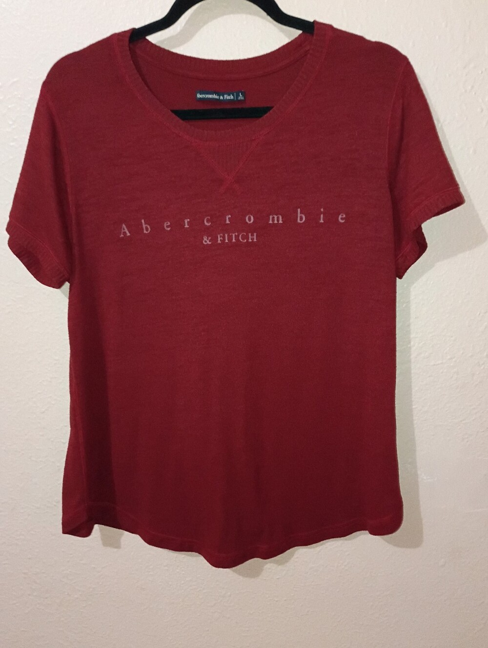 Abercrombie & Fitch Maroon Logo Short Sleeve Sweater Tee